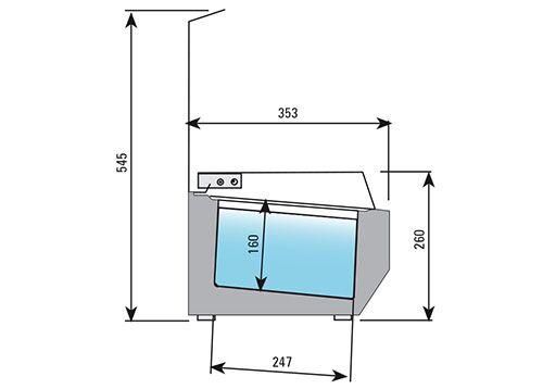 Chladicí vitrína 2,3 x 0,35 m - pro 11 x GN 1/4 nádobu