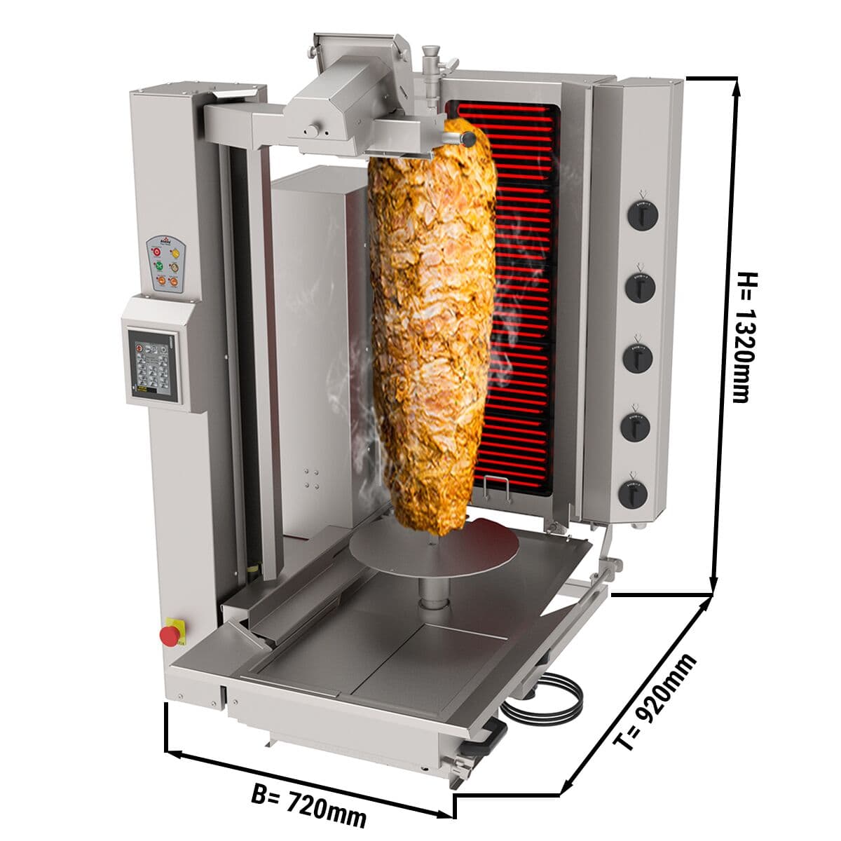 Electric kebab robot - 5 burners - max. 120 kg