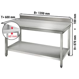 Edelstahl Arbeitstisch ECO - 1200x600mm - mit Grundboden & Aufkantung