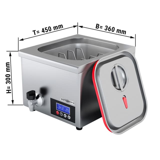 Sous-Vide-Garer - 16 Liter - 500 Watt - mit Ablasshahn & Deckel