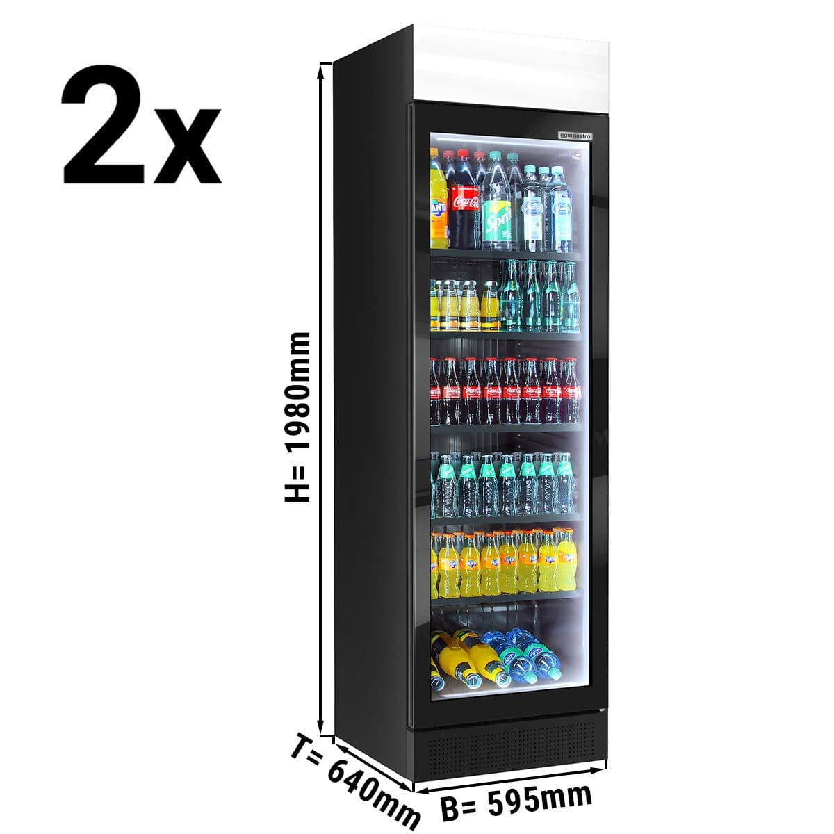 (2 units) Beverage refrigerator - 690 litres - frameless design - with advertising display