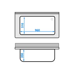 Mycí stůl ECO - 1200x700mm - se spodní policí a 1 dřezem