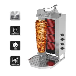 Gril na gyros/kebab - 4 hořáky - max. 60 kg - vč. křídlových dvířek