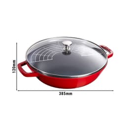 STAUB | SPECIALITY - Wok se skleněnou poklicí - Ø 300 mm - litina - třešňově červený