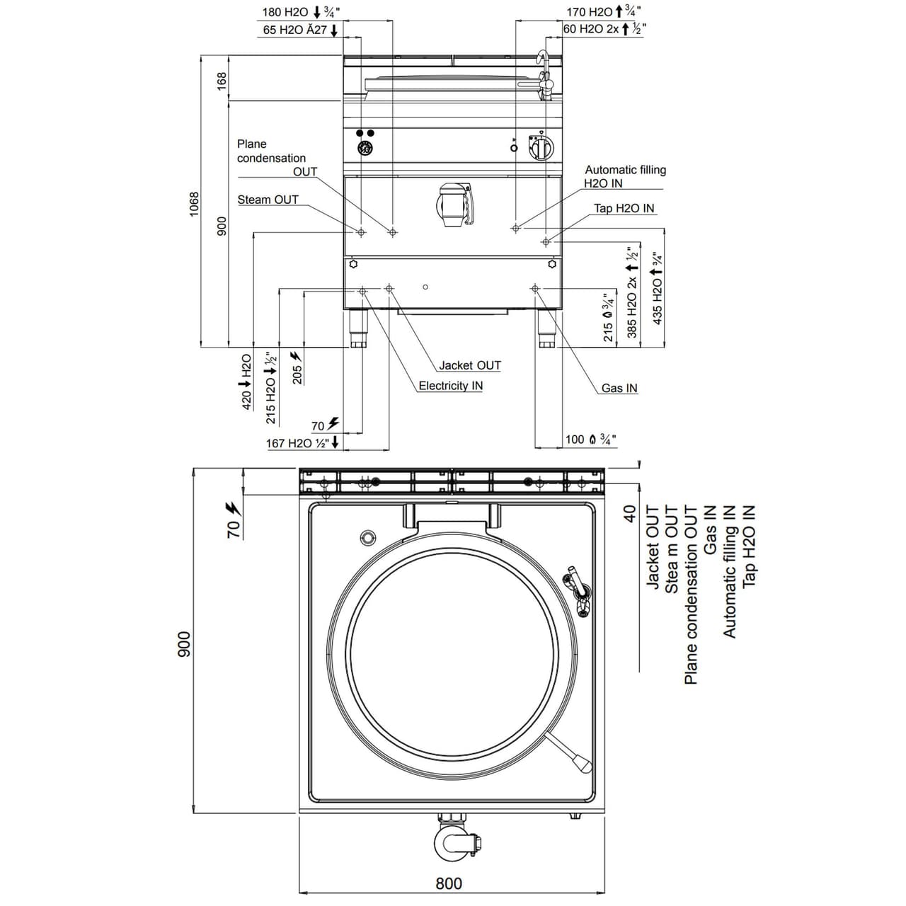 Gas Kochkessel - 100 Liter - 20,9 kW - Indirekte Beheizung