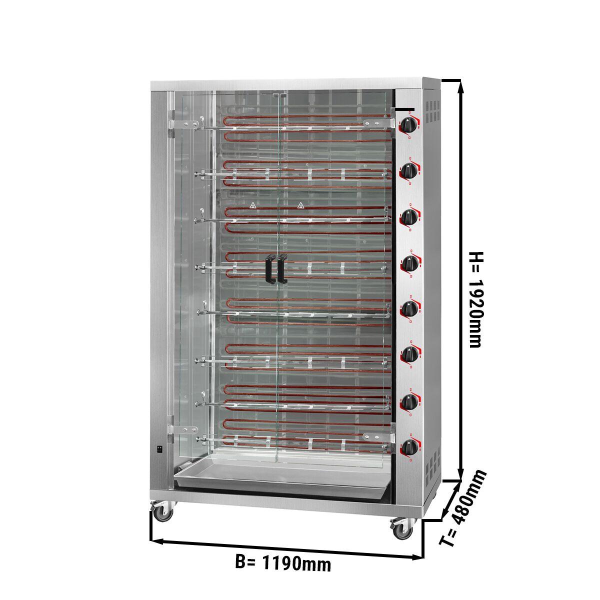 Elektrický gril na kuřata PREMIUM s 8 rožni pro 48 kuřat - 1190 x 480 x 1720 mm