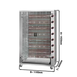 Elektrický gril na kuřata PREMIUM s 8 rožni pro 48 kuřat - 1190 x 480 x 1720 mm