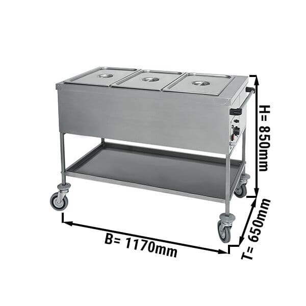 Termo vozík Bainmarie - 3x GN 1/1