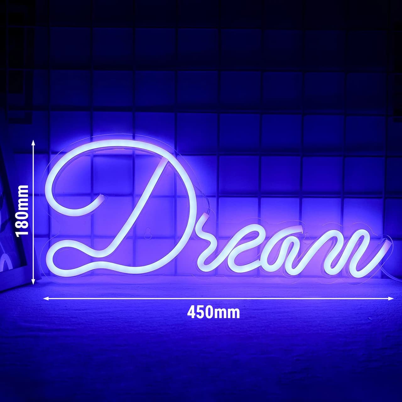  Světelný nápis LED - Dream - modrý - 420x180mm