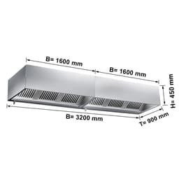 Digestoř 3,2 m - s filtrem & svítidlem