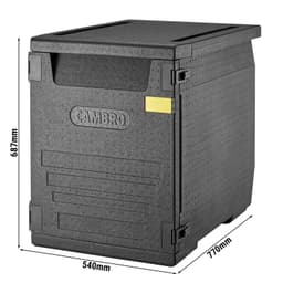 CAMBRO | CAM GOBOX® - Termoizolační box s  předním plněním - EN 60x40 - s 2dílnou sadou kolejnic - černý