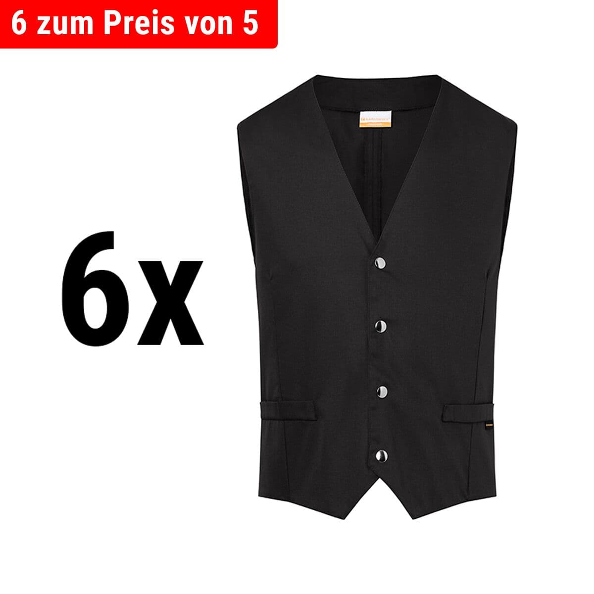 (6 pieces) Karlowsky - Men's vest Kai - Black - Size: 50