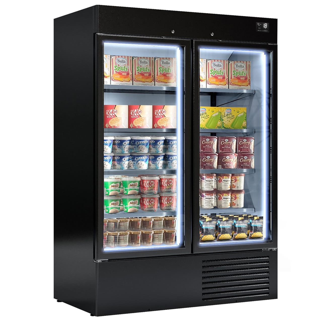 Freezer - 1384mm - 1310 liters - with LED lighting, insulated glass doors & 4 shelves