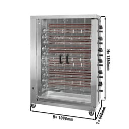 Elektrický gril na kuřata ECO s 11 rožni pro 66 kuřat - 1098 x 660 x 1860 mm