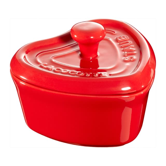 STAUB | CERAMIQUE - mini kokotka - tvar srdce - 90 mm - keramika - třešňově červená