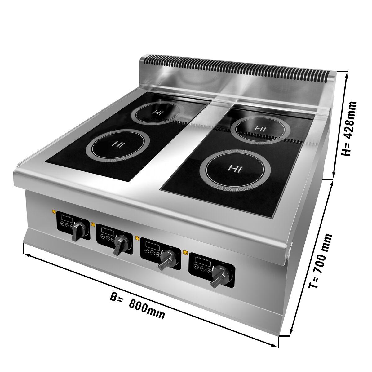 Induction stovetop - with 4 hobs (4 x 3 kW)