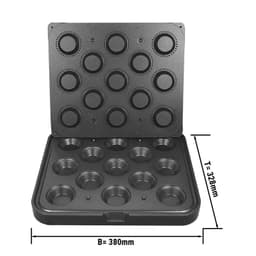 Forma pro stroj na tartlaetky - Tvar: kulatý - Ø nahoře: 47 mm, Ø dole: 29 mm / výška: 20 mm