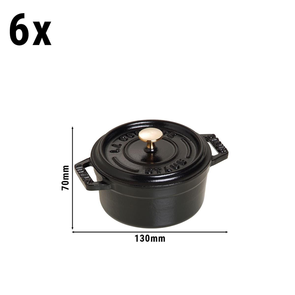 STAUB | LA COCOTTE - Sada hrnců Cocotte - Ø 100 mm - 6dílná - litina - černá