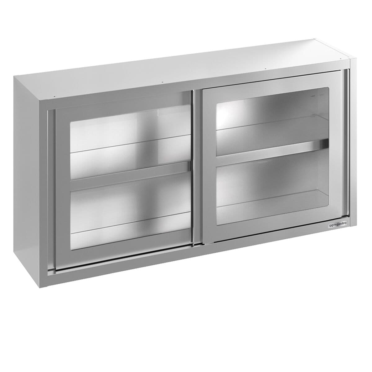 Stainless steel wall cabinet - 1800x400mm - with sliding glass door - 800mm high