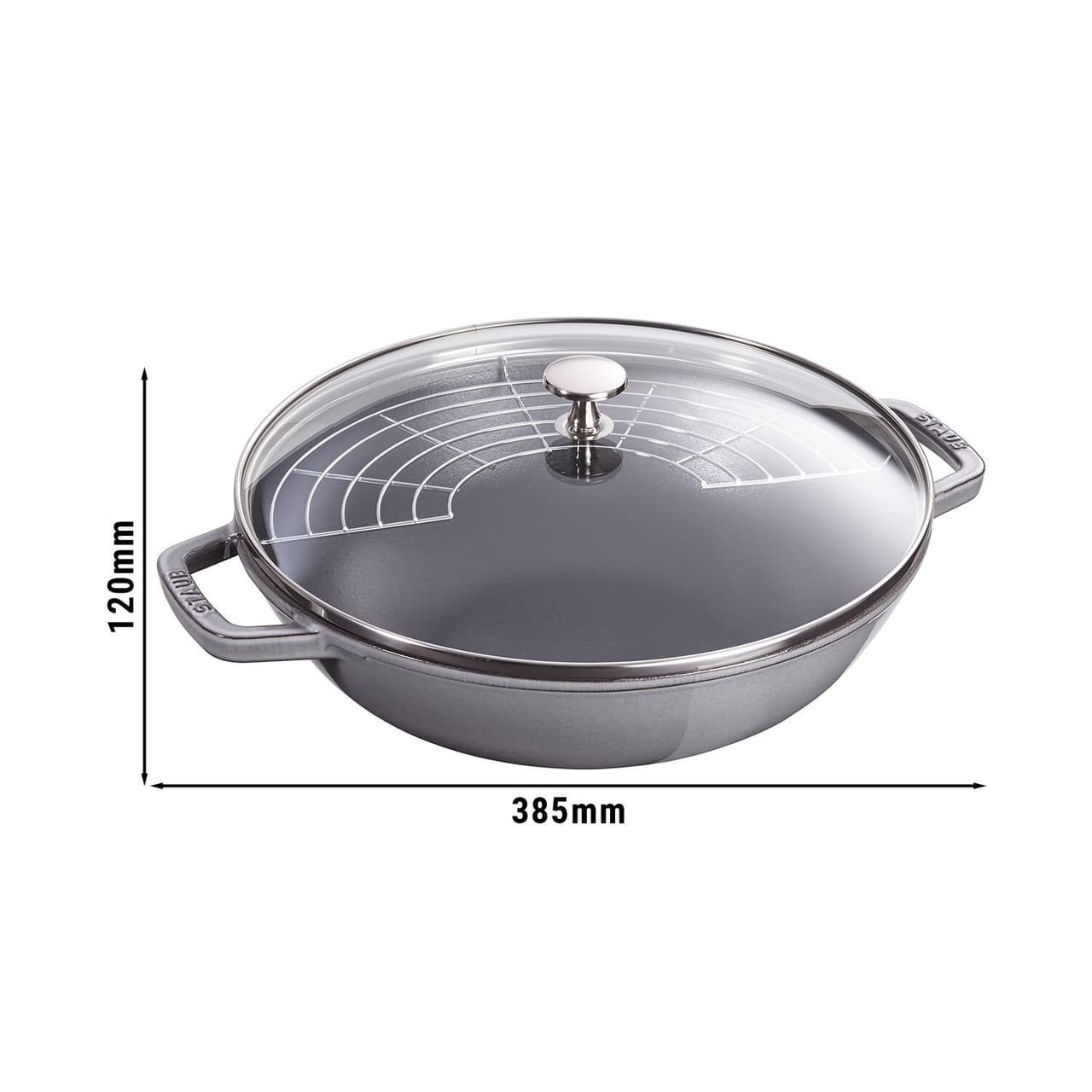 STAUB | SPECIALITY - Wok se skleněnou poklicí - Ø 300 mm - litina - grafitově šedý