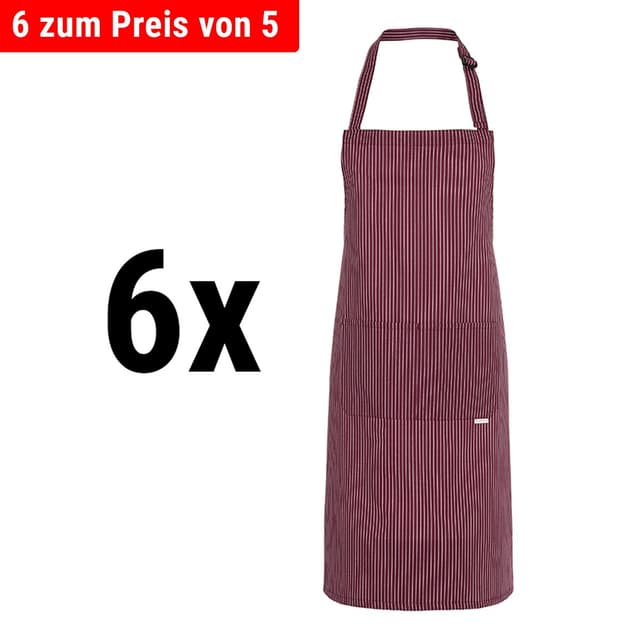 (6 pieces) Karlowsky - Bib Apron Carlo - Bordeaux