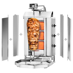 Gril na gyros/kebab - 3 hořáky - max. 40 kg - vč. ochranného plechu a křídlových dvířek