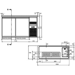 Výčepní pult Premium PLUS - 1550x700mm - se 4 zásuvkami