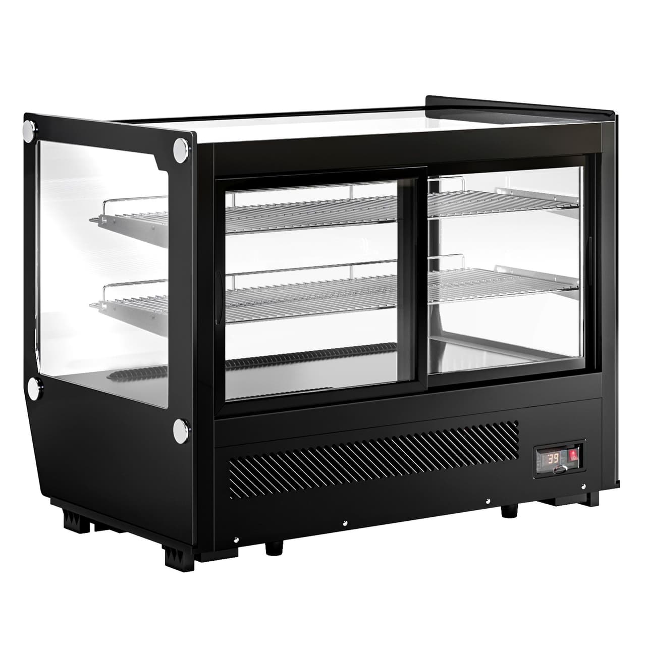 Tabletop refrigerated display case - 160 litres - 880mm -  angular - with 2 shelves