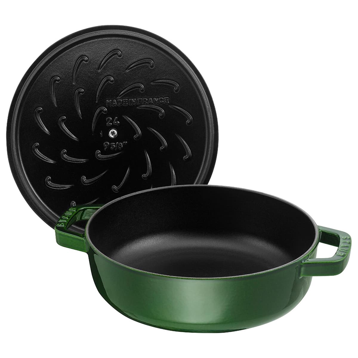 STAUB | BRAISERS - Pečicí hrnec s kapkovitou strukturou Chistera - 280 mm - litina - bazalkově zelený