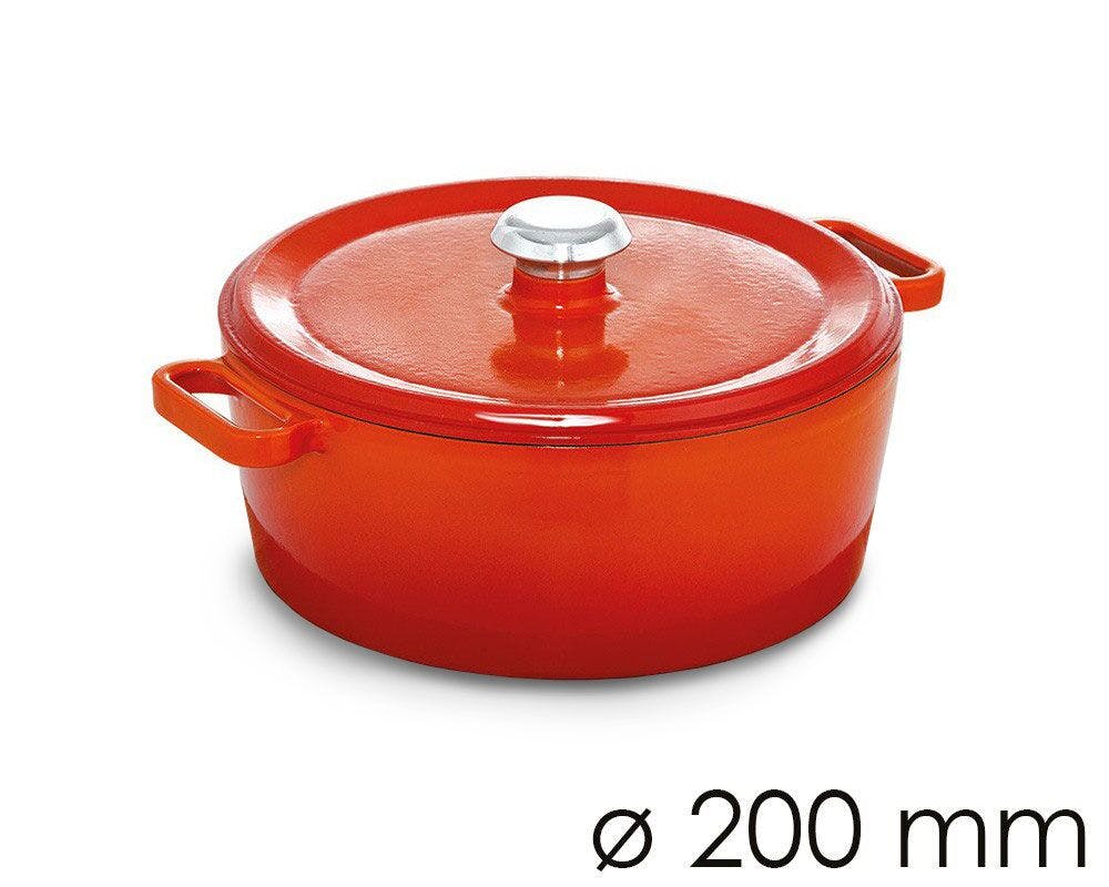 Litinový hrnec - Ø 200 mm - oranžový