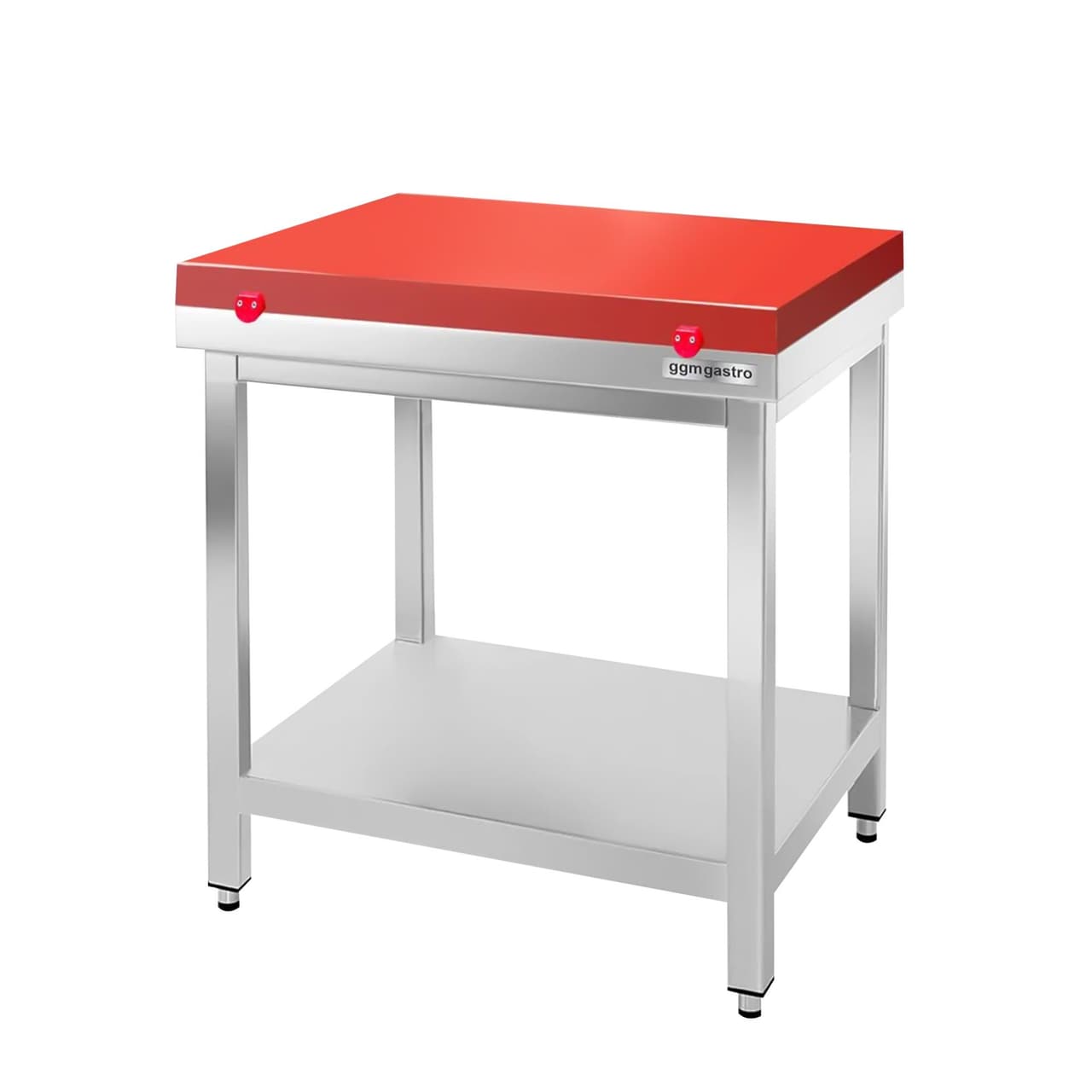 Stainless steel worktable PREMIUM - 700x600mm - with base shelf without backsplash incl. cutting plate