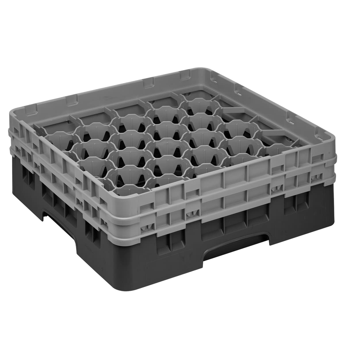 CAMBRO | CAMRACK® - Koš na sklo 1/1 se 2 nástavci - 500x500mm - 30 přihrádek - černý