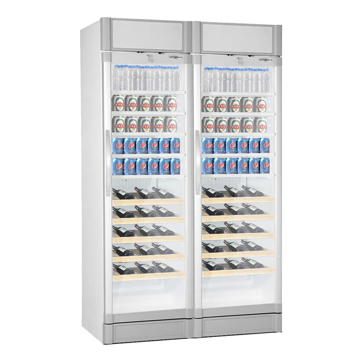 (2 pieces) Beverage refrigerator - 690 litres (total) - white/grey