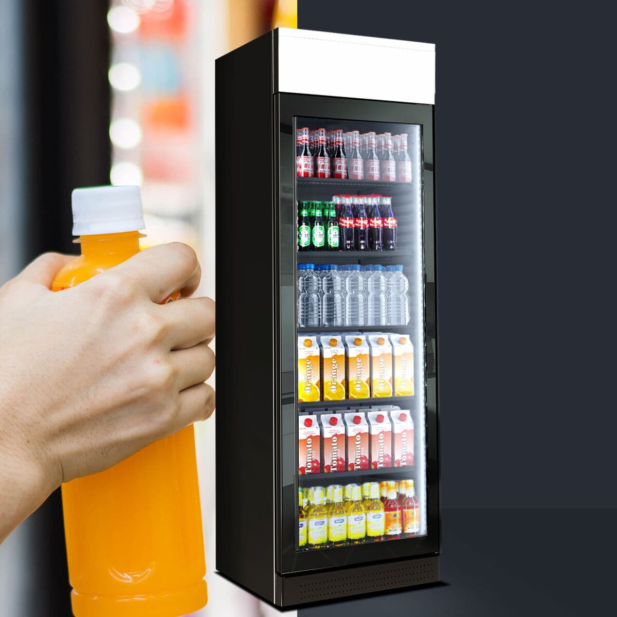 (2 units) Beverage refrigerator - 690 litres - frameless design - with advertising display