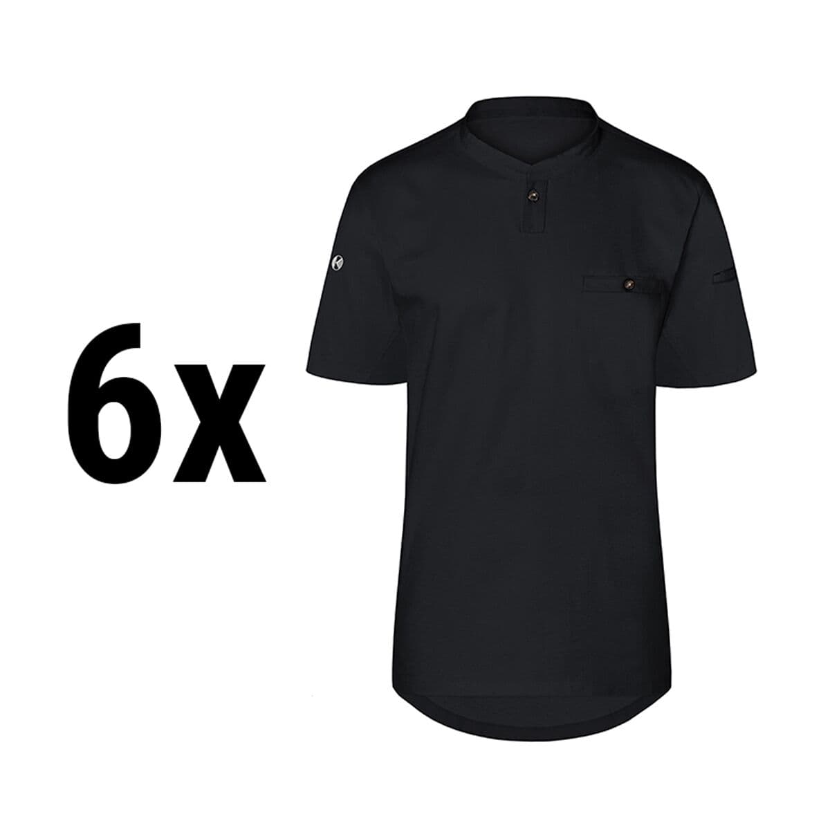 (6 pieces) Karlowsky - Short Sleeve Men's Work Shirt Performance - Black - Size: 2XL