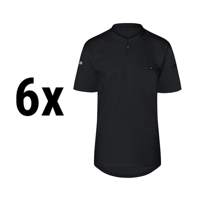 (6 pieces) Karlowsky - Short Sleeve Men's Work Shirt Performance - Black - Size: S