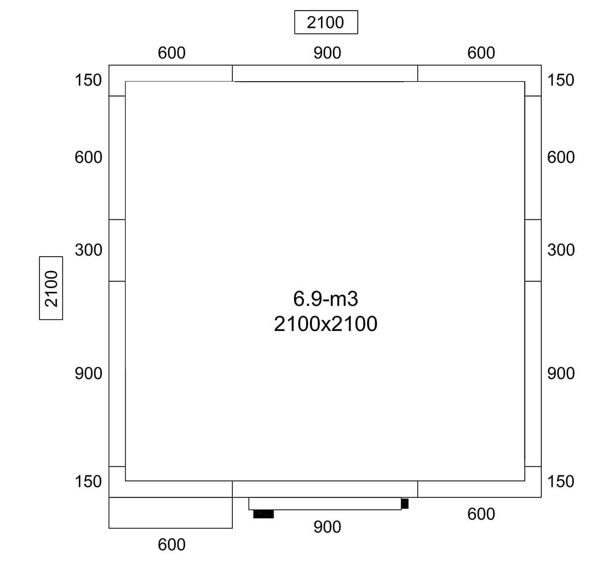 Chladicí box - 2,1 x 2,1 m - výška: 2,01 m - 6,9 m³