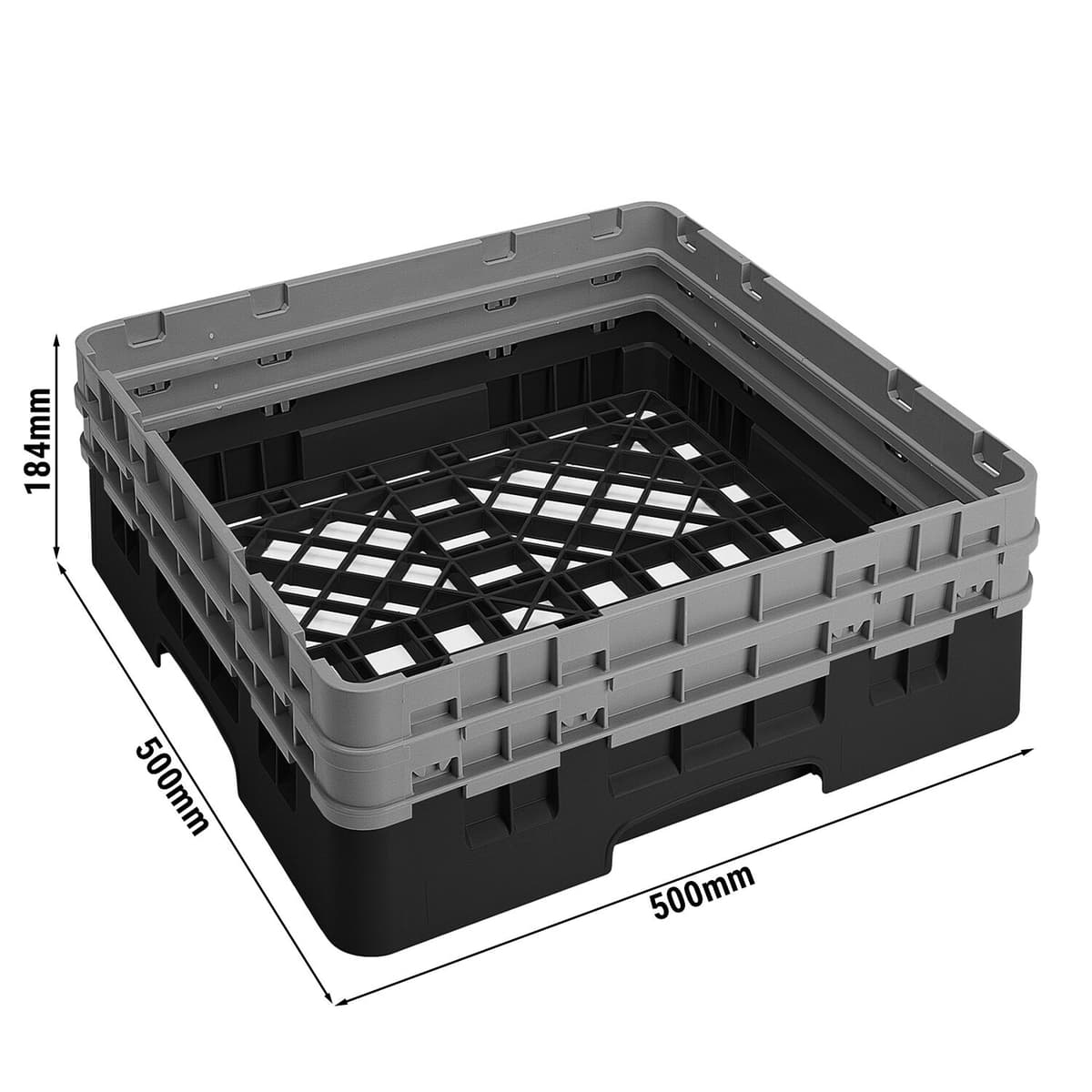 CAMBRO | CAMRACK® - Mycí koš Basic 1/1 se 2 nástavci - 500x500mm - černý