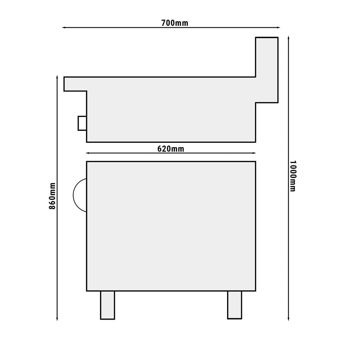 Elektrický gril - drážkovaný (4 kW) - vč. podstavce s 1 dveřmi