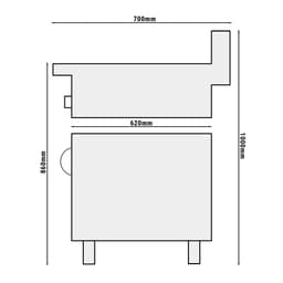 Elektro Bratplatte - 3,6 kW - Gerillt - inkl. Unterbau mit 1 Tür