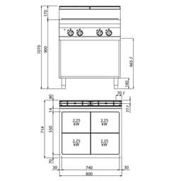 Sporák s varnou deskou - 9 kW