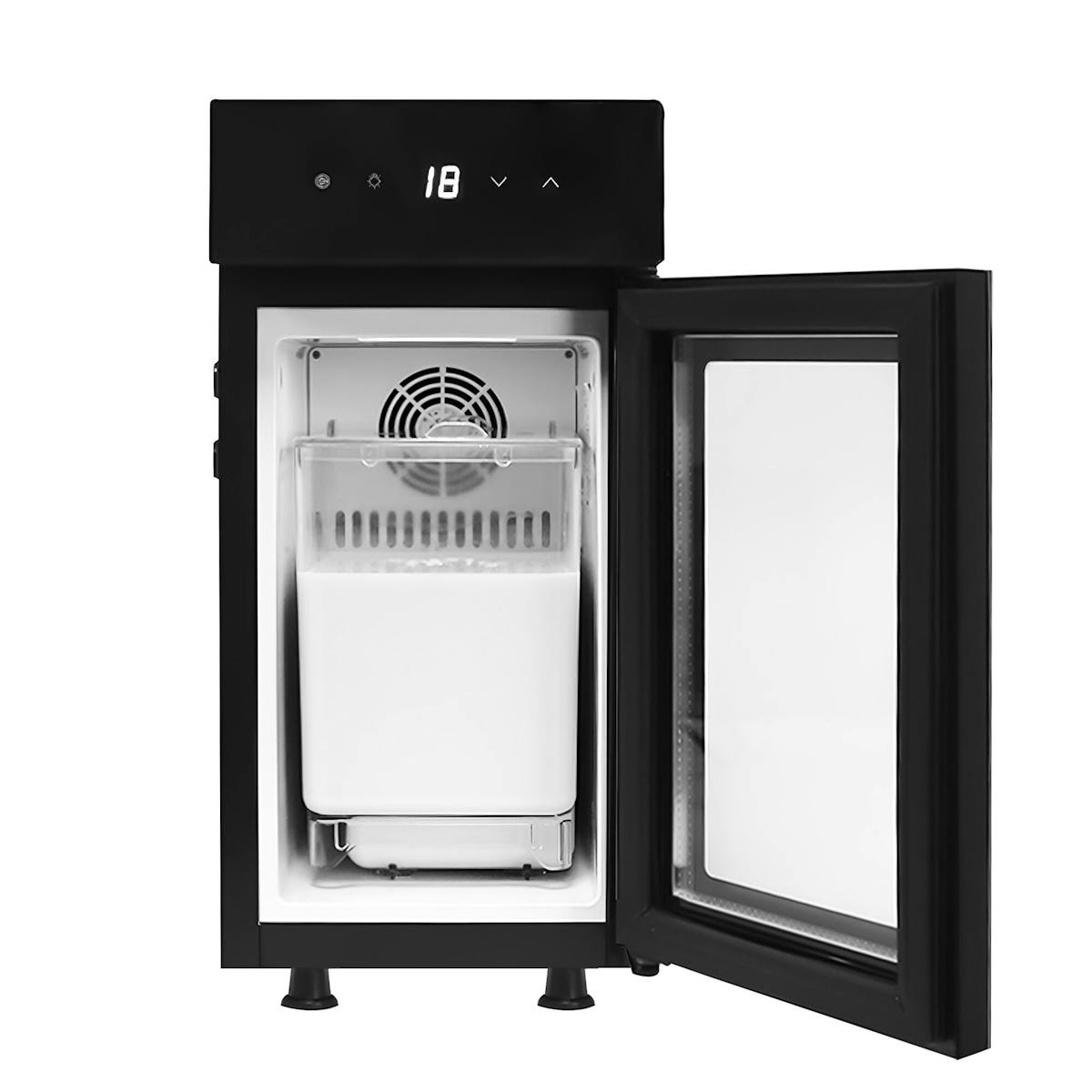Lednice na mléko se skleněnými dveřmi a displejem vč. digitálního ukazatele teploty