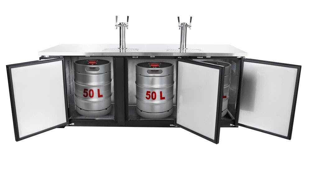 Chladič piva na pivo s výčepním zařízením - pro 3 x 50L sudy - 1850x620mm