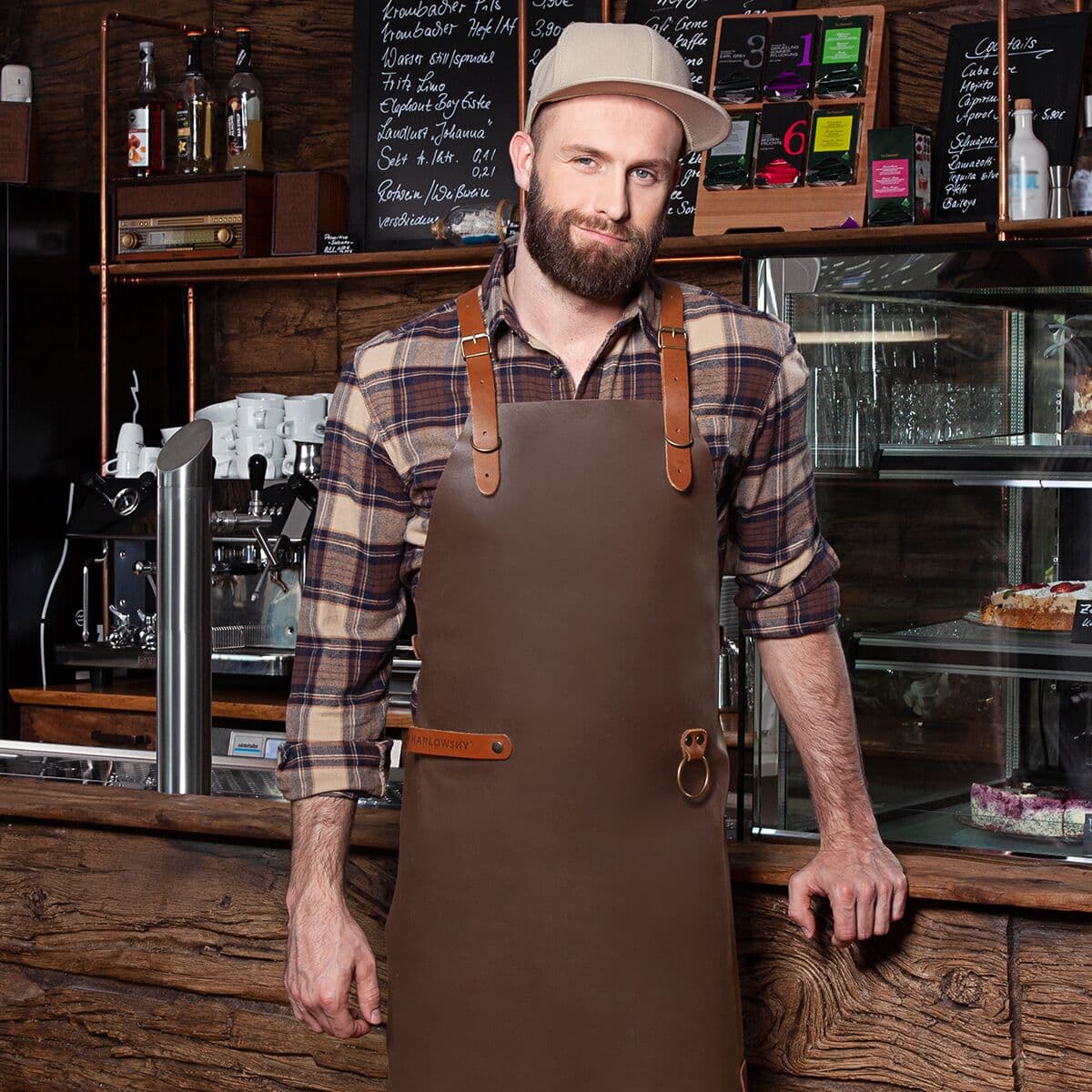 Karlowsky - Leather Bib Apron X-Style - Mocha