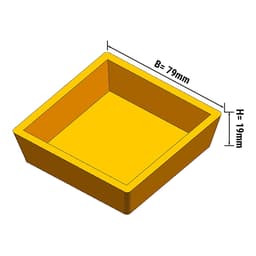 Forma pro stroj na tartaletky - Tvar: čtverec - nahoře: 72 x 72 mm, dole: 62 x 62 mm / výška: 19 mm