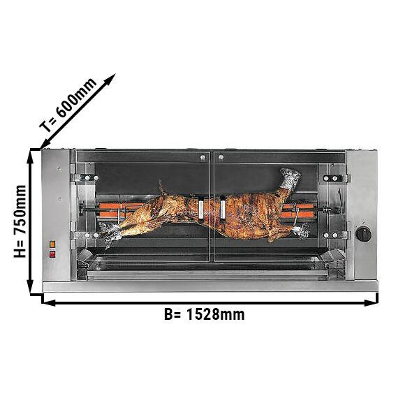 Elektrický gril na jehněčí / selata s 1 rožněm - 1528 x 600 x 750 mm