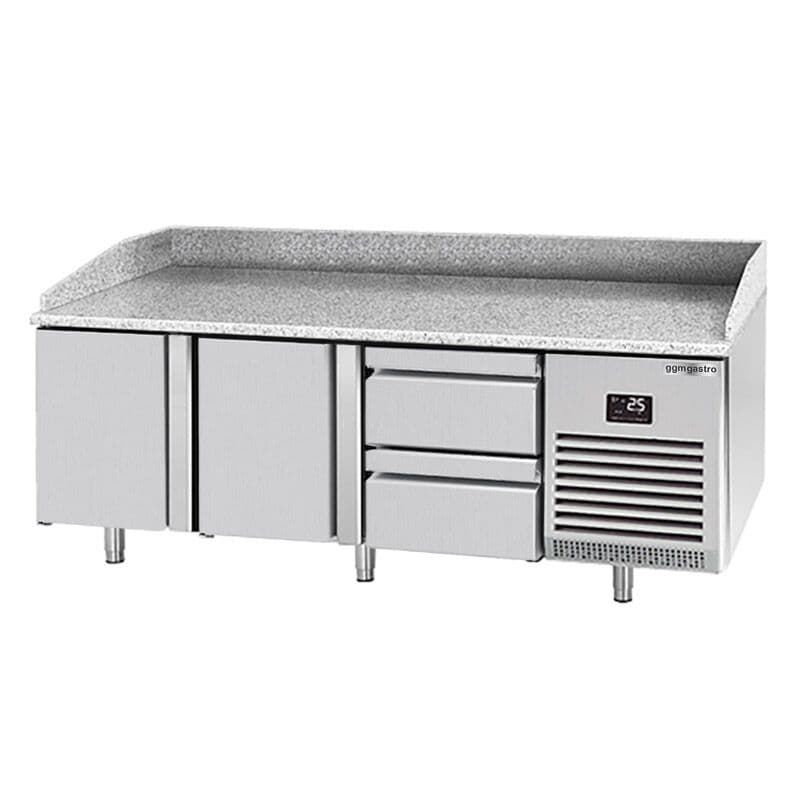 Pizza preparation table Premium PLUS- 1980x700mm- with 2 doors & 2 drawers 