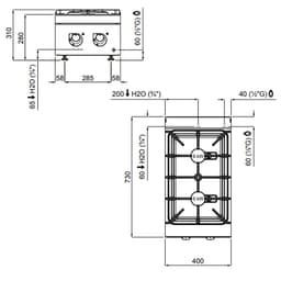 Plynový sporák - se 2 hořáky (12 kW)