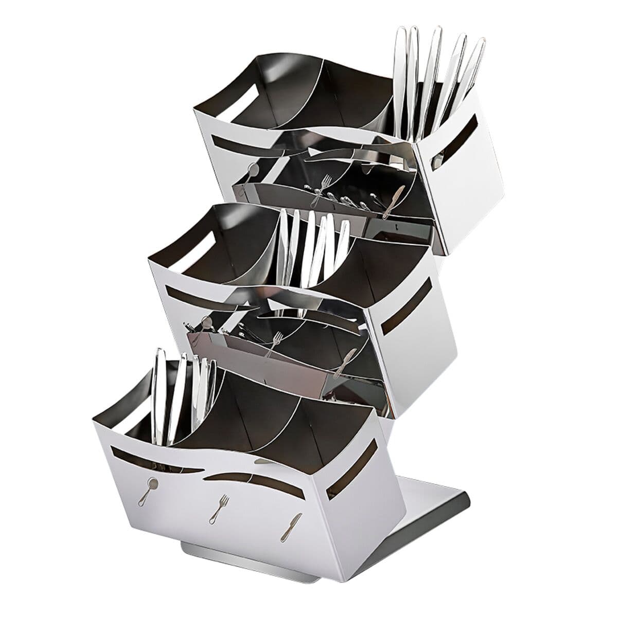 Cutlery tray - with 3x3 shelves Chrome