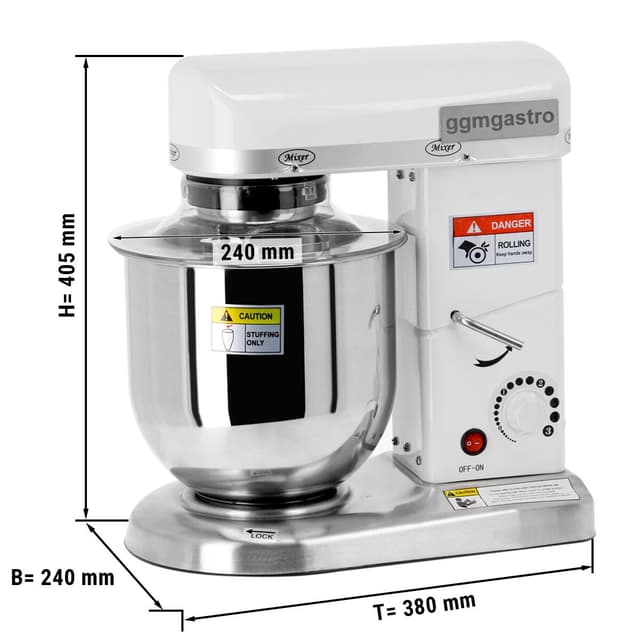 Planetenrührmaschine - 7 Liter - 500 Watt - inkl. 3 Rühraufsätze